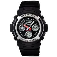 在飛比找Yahoo奇摩購物中心優惠-G-SHOCK 極速先鋒運動雙顯錶(AW-590-1A)-黑