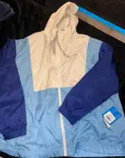 Columbia Women's Lily Basin Windbreaker Jacket Blue & White NWT XXL