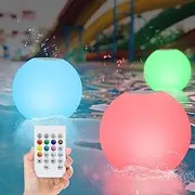 uuffoo Floating Pool Lights with 5.0 Bluetooth Speaker IPX7 Waterproof Wireless Charging LED 7 Color Change,2 PCS,for Home/Pool/Party/Outdoor/Beach/Garden