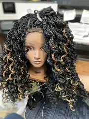 Curly Box Braids Lace Closure Frontal Lace Front Wig Braided Wig For Black Women