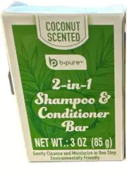 B-Pure 2 In 1 Shampoo & Conditioner Bar Coconut .3oz new