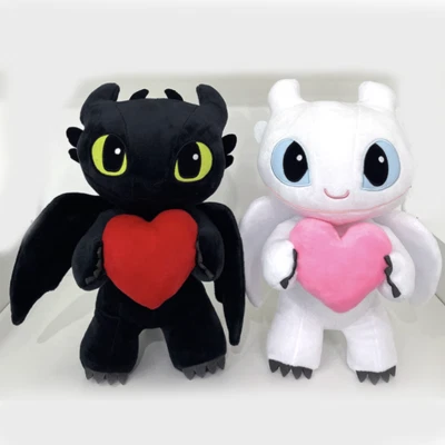 How To Train Your Dragon 3 Standing Heart Plush Doll 30cm, Toothless/Light Fury