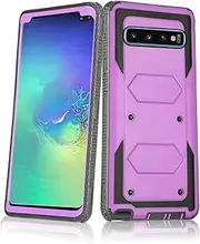 Asuwish Phone Case for Samsung Galaxy S10 Plus Cover Hybrid Shockproof Drop Proof Full Body Protective Accessories Rugged Dual Layer Glaxay S10+ Galaxies S10plus 10S Edge S 10 10plus Women Men Purple