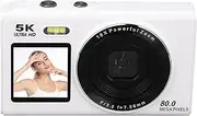 Dpofirs 5K Digital Camera for Photography & Video, 80MP HD Vlogging Camera with WiFi, 18X Zoom, Compact Travel Dual Screen for Selfies, Built in 64GB (64GB)