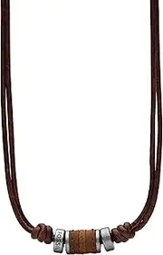 Fossil Men's Stainless Steel or Leather Necklace for Men