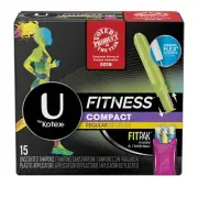 U by Kotex Fitness Tampons Compact Regular Level Lot Unscented 15 ct Fitpak NEW!
