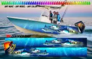 Marlins Ocean Blue Graphic Vinyl Boat Wrap Pontoon Sportsman etc.. Boat Decal