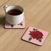 Rose Pattern Cork-back coaster