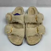 Birkenstock New w/ Box Arizona Big Gold Buckle Teddy Eggshell Shearling Regular