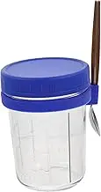 HOMOBABE Portable Breakfast Cup Transparent Yogurt Glass Container Small Oatmeal Drink Cup with Lid for School Office and Outdoor Use