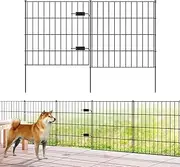 [FOREHOGAR] Metal Garden Fence 28in (H) x 23.3ft (L), 1 Gate + 9 Panels Dog Fence Border Fences Animal Barrier, No Dig Garden Fencing for Yard Flower Bed Lawn Patio Outdoor, PIN282810G Black