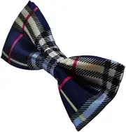 [Zasel] Boys Navy, Black, Gold & Pink Plaid Patterned Bow Tie Gold, Black, Pink, Navy