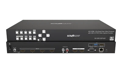 BZBGEAR 4x2 4K UHD Seamless Switcher/Scaler/MultiViewer with Audio De-embedder