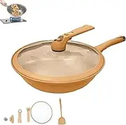 Titanium Micro-Pressure Clay Non-Stick Health Cooker, Non-Stick Clay Wok with Steamer Basket, Pottery Claynonstick with Steamer, Home Cooking Pan for All Kinds of Stoves,12.6 inches (#02)