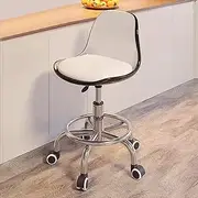 Modern Acrylic Swivel Barstool with Adjustable Height and Backrest Silent Universal Wheel 360° Swivel Lift Pub Chair for Kitchen Island Counter Gray