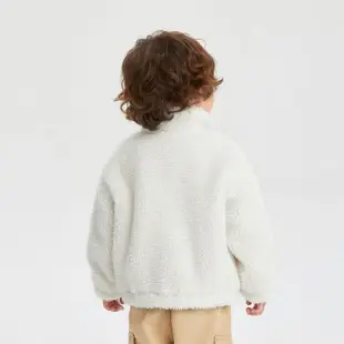 【GAP】男幼童裝 Logo仿羊羔絨立領長袖外套-白色(786520)