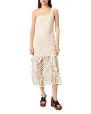 Maje Asymmetrical Crochet Maxi Dress