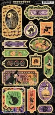 Graphic 45 CHARMED Chipboard New! Witches, Moon, Spells, Black Cat