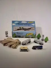 Wooden Amtrak Train ALC42 Superliner Set Compatible W/ Station Toy Train Set NEW