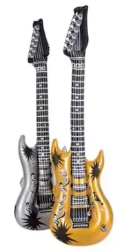 TWO Blow up Guitar - Rock n Roll Party - Karaoke - Gold - rare color