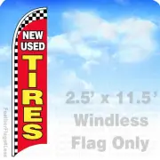 NEW USED TIRES - Windless Swooper Feather Flag 2.5x11.5' Sign - checkered rb