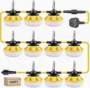 LED Work Light 100FT 100W Construction String Light 10 Integrated Lights 5000LM IP66 Waterproof LED Security Light Industrial Grade for Construction Sites Docks Fishing Boat Tunnel [Energy Class F]