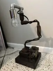 Steampunk Rotating Desk Lamp With Dimmer Switch. Handcrafted Turns 360 Degrees