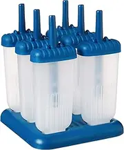 Tovolo Groovy Popsicle Molds (Set of 6) - Mess-Free Plastic Ice Pops with Reusable Sticks & Drip-Guard for Freezer Snacks/Dishwasher-Safe & BPA-Free,Blueberry