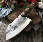 Handmade Cleaver Knife Forged Hammered Steel Wood Handle Chef Butcher Slicing 7"