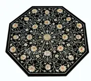 Black Marble Coffee Table Top Mother of Pearl Inlay Work Center Table for Office