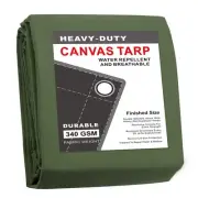 Finished Size 6x8 Feet Canvas Tarp with Rustproof Grommets, Heavy Duty Multip...