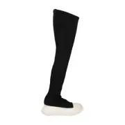 RICK OWENS Drkshdw Sock Boot Ladies Denim Thigh High Flat Black UK6 RRP 500
