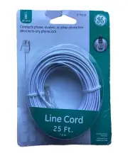 NEW GE Power Gear Modular Jack Phone Line/Fax Machine Cord 25 ft. 76119 White