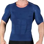 Waist Trainer Vests for Men's, Workout Abdomen Compression Shirts Underwear - Short Sleeves Shapewear Top Base Layer