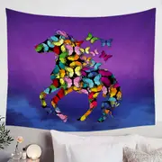 Multi Colored Butterflies Horse Tapestry