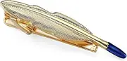 [DYCJLL] Tie bar Ship beard Helmet guitar tie clip fashion style gold silvery and black men's business tie pin (Color : Gold Feather)