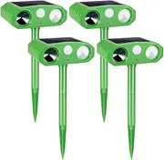 2025 Upgraded Solar Ultrasonic Animal Repeller Outdoor Deer Repellent Devices, Animal Deterrent Control for Cat Rabbit Raccoon Dog Squirrel Coyote Rodent Skunk Repellent for Yard Garden,4 Pack