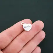 BULK 30 Grandma Heart Charms Antique Silver Tone 2 Sided- SC4699
