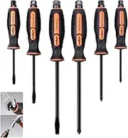 HORUSDY 6-Pieces Magnetic Screwdriver Set, 3 Phillips and 3 Flat Head Tips Impact Screwdriver for Fastening, Chiselling and Loosening Seized Screws