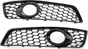 2Pcs Car Fog Light Lamp Grill Cover Front Bumper Grille Mesh Honeycomb Hex Compatible For A3 8P 2009-2013(Black)