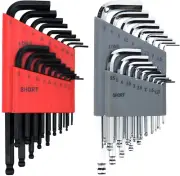 Allen Wrench Set (36 Pack - Metric & SAE Wrenches) Hex Key with Ball End & Short