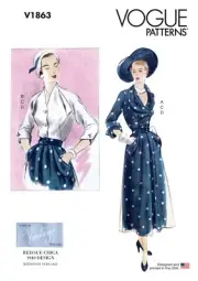 VOGUE SEWING PATTERN 1863 MISSES 16-24 VINTAGE 40s BLOUSE, 2 STYLES, SKIRT, BELT