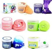 ToysButty Make Slime Kit for Girls Boys, 6 Pack Different Scented & Premade Slime in 28 oz Containers with Fruit Charms, Fluffy, Glitter, Butter, Green, Clear Crystal Slime, Art & Crafts Toys for Kids