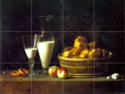 Art Henri Delaporte Mural Ceramic Cream Puffs Milk Backsplash Tile #851
