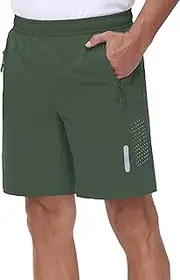 [Rvinroo] Sports Shorts Men's Quick-Drying Training Men's Gym Bodybuilding Casual Shorts Basketball Breathable Running Shorts with Zip Pocket