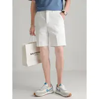 在飛比找ETMall東森購物網優惠-潮外穿五分褲免燙港風白色西裝