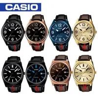 在飛比找森森購物網優惠-【CASIO 卡西歐】送禮首選- 大錶面紳士皮革型男錶(MT