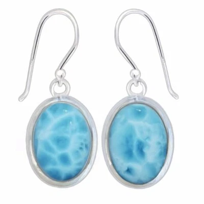 Laihas Handcrafted Classic Chic Oval Larimar Earrings