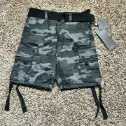 Encrypted Boys Black Camo Cargo Shorts - Camouflage Shorts Size 8 NWT!