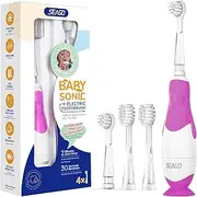 SEAGO Kids Electric Toothbrushes for Baby 0-3 Years, Toddler Toothbrush with Smart Timer and Suction Base, 4 Replacement Brush Heads, LED Observing Light SG-513 (Purple)